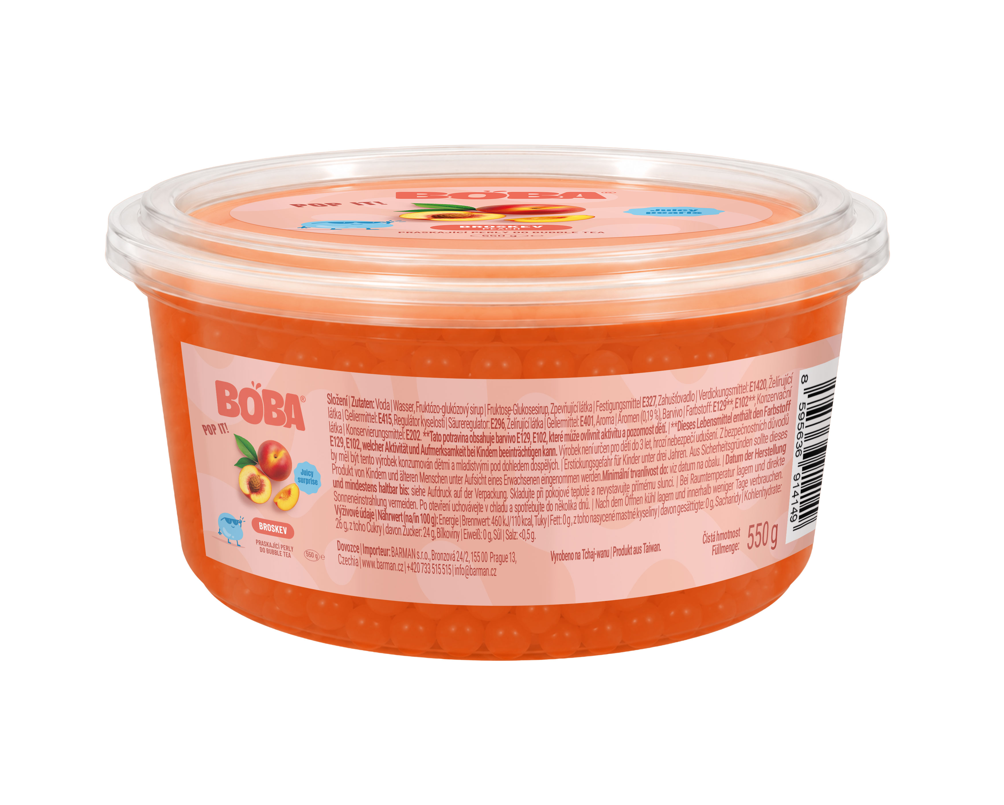 Broskev kuličky do Bubble Tea 550g