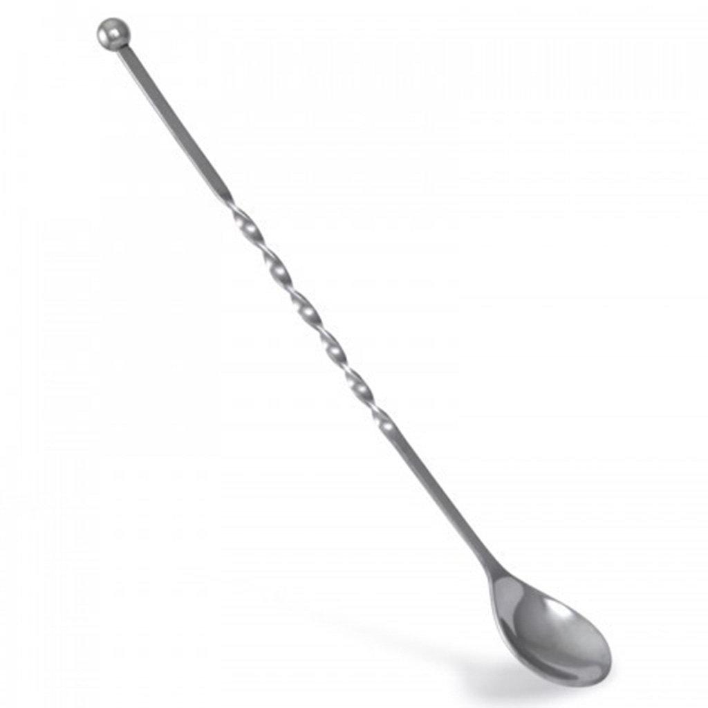 Míchací nerezová lžička s jemným vinutím se zakončením ve tvaru kuličky. Délka 28 cm.