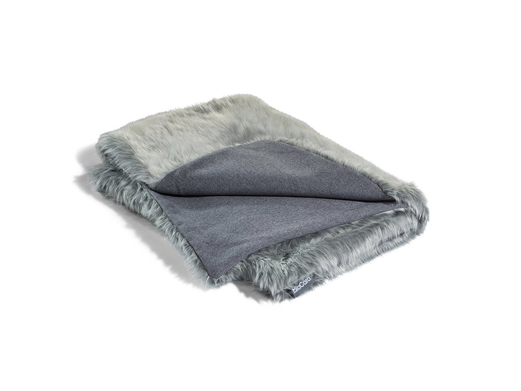 Luxusní deka pro psy MiaCara Lana šedá s kožíškem