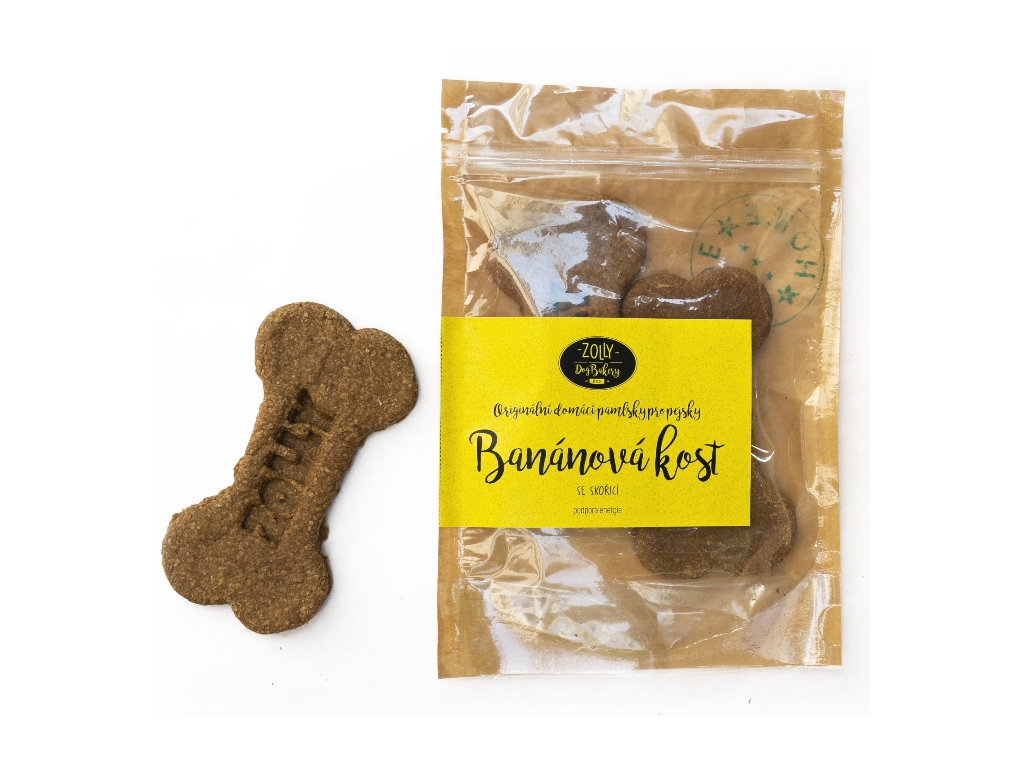 Pamlsky pro psy ZOLLY - Banánová kost se skořicí 100g