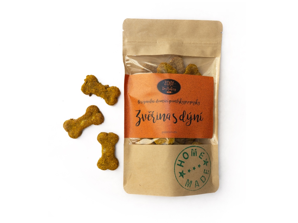 ZOLLY – dog bakery Pamlsky pro psy ZOLLY - Zvěřina s dýní Hmotnost: 100g