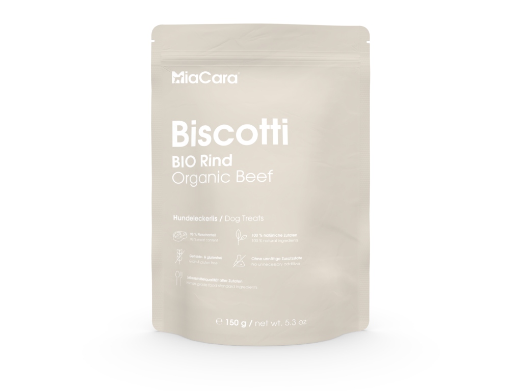 BIO pamlsky pro psy MiaCara Biscotti hovězí 150g