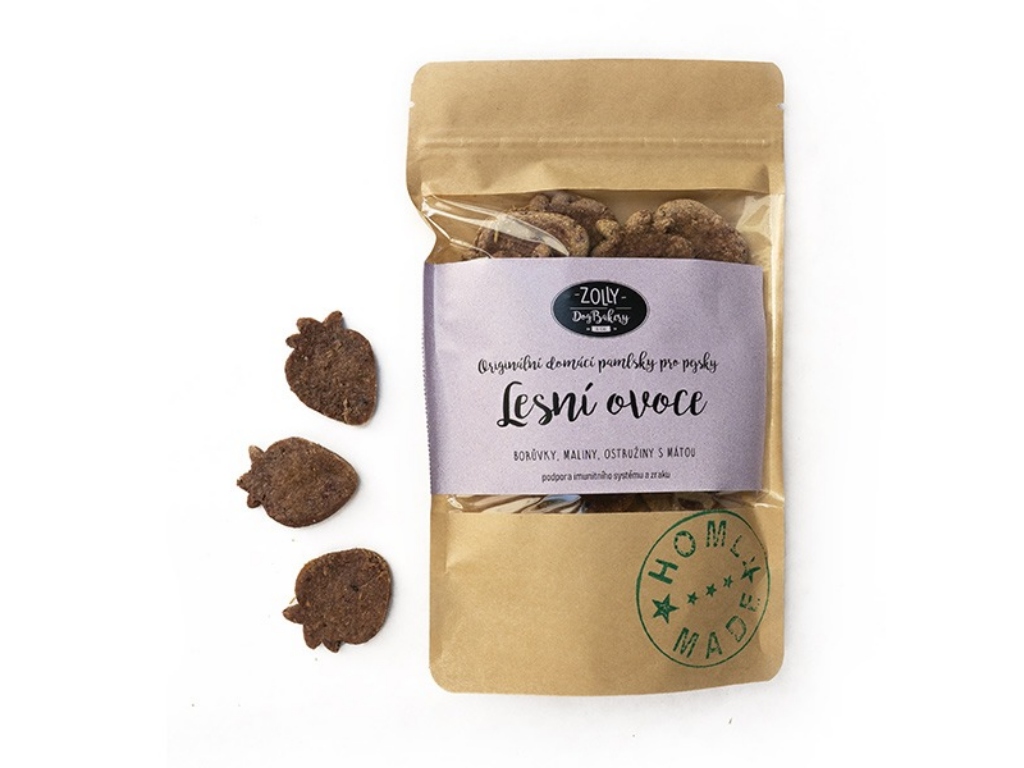 ZOLLY – dog bakery Pamlsky pro psy ZOLLY - Lesní ovoce s mátou Hmotnost: 100g