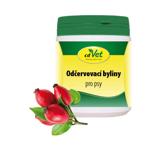 Plastová dóza Odčervovací byliny pro psy se šípky – přírodní bylinný doplněk pro podporu odčervení.