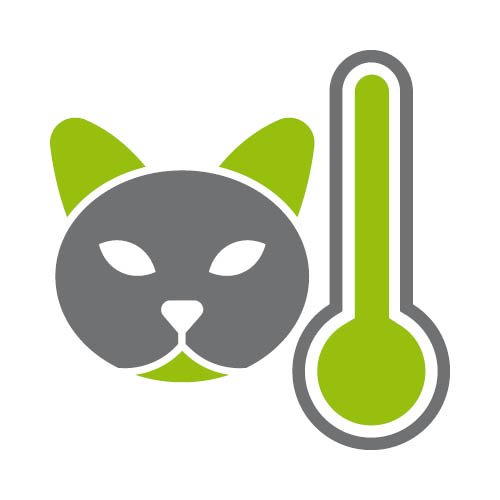 Ikona kočky a teploměru.