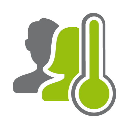 Ikona osoby a teploměru.