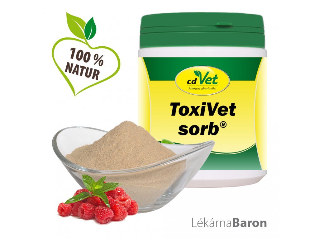 Přírodní doplněk stravy pro psy a kočky „ToxiVet sorb - cdVet“ detoxikuje a zlepšuje kondici střev a imunitu.