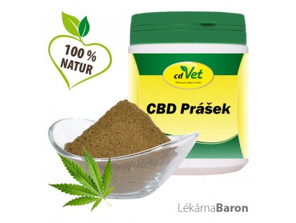 Přírodní doplněk stravy pro psy „CBD konopný Prášek - cdVet“ doplňuje vitamíny, minerály, stopové prvky a esenciální mastné kyseliny pro dobrou kondici.