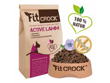 Jehněčí granule pro psy Fit-Crock Active jsou lisované za studena.