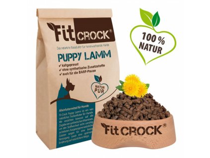 Jehněčí granule pro štěňata Fit-Crock Puppy Lamm jsou lisované za studena.