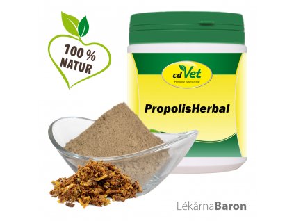 Přírodní doplněk stravy pro psy a kočky „Propolis Herbal - cdVet“ pomáhá při zánětech a posiluje imunitu.