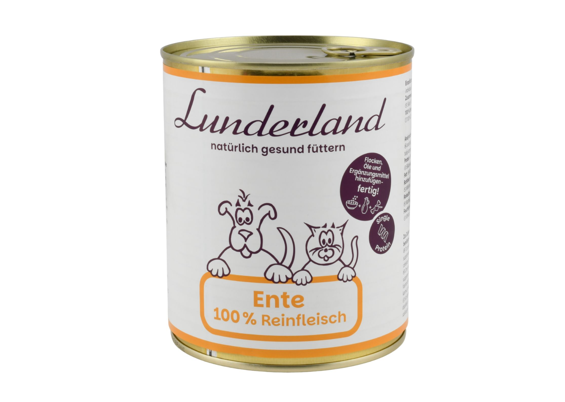 Konzerva pro psy a kočky - Kachní maso - Lunderland Váha: 800 g
