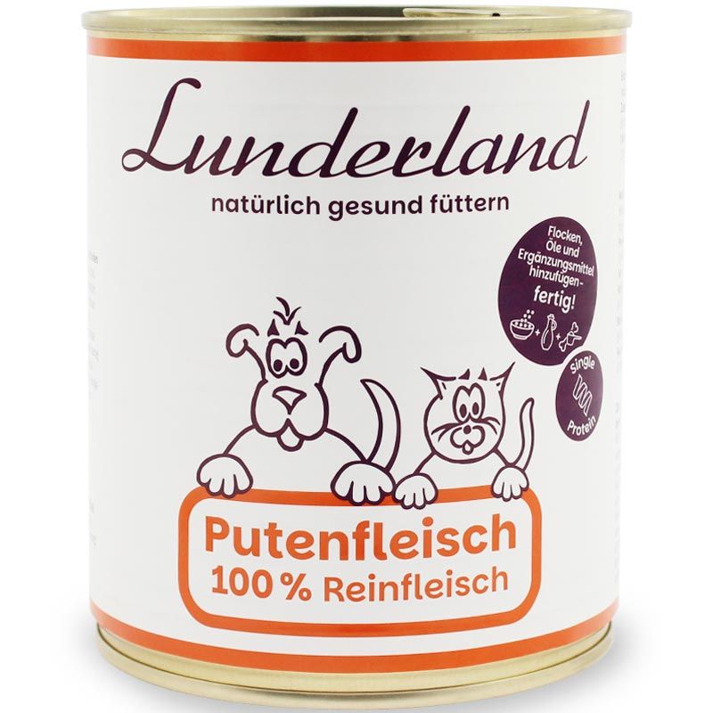 Konzerva pro psy a kočky - Krůtí maso - Lunderland Váha: 800 g