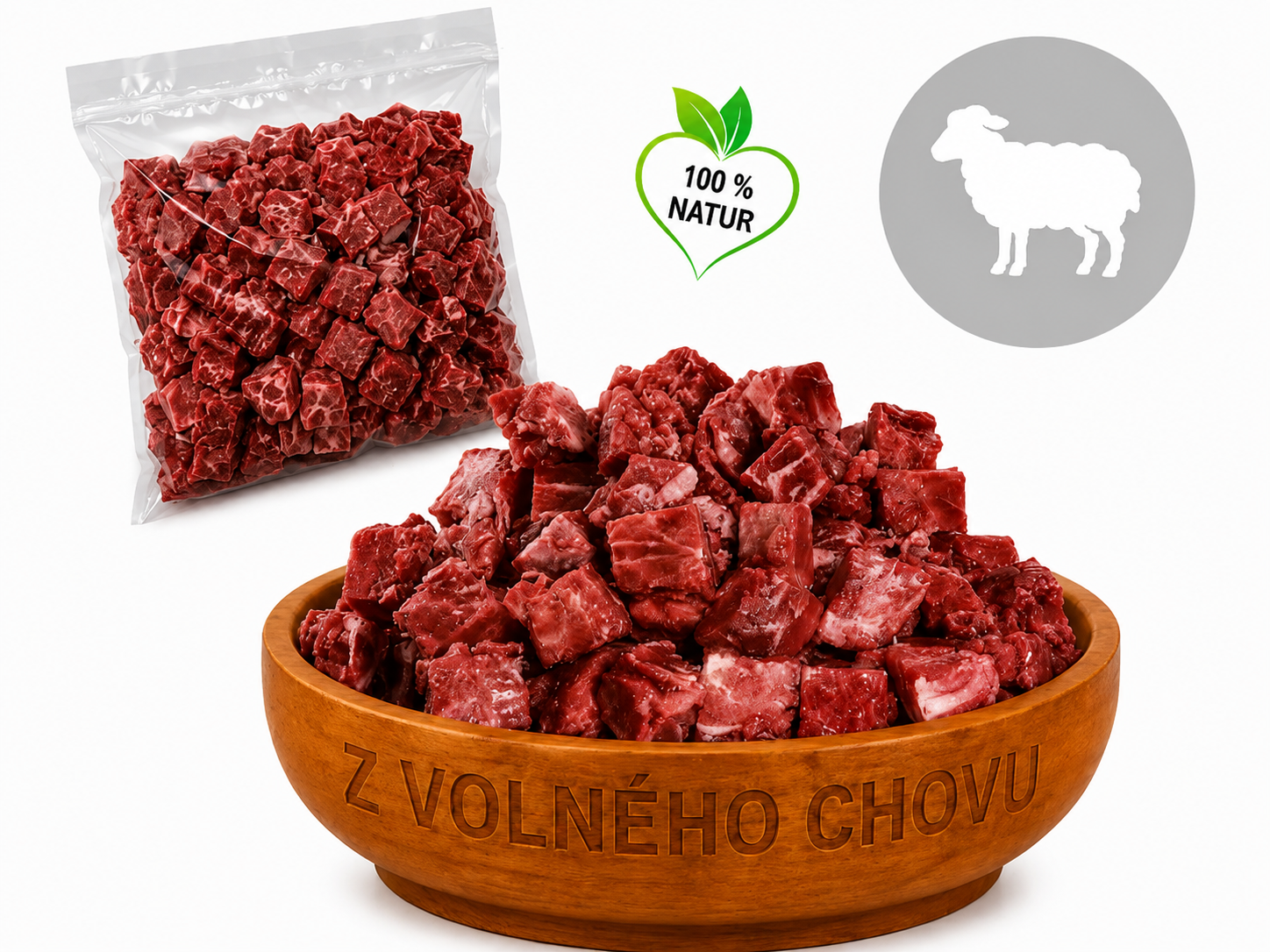 Paex BARF kostky - jehněčí maso 1 kg Váha: 1 kg
