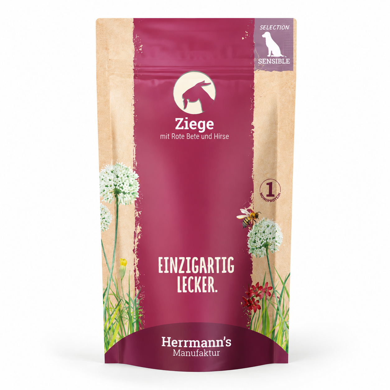 Herrmann's Kapsička pro psy - Kozí maso s červenou řepou a jáhly 150 g Váha: 150 g