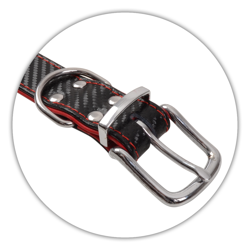 BF Kožený obojek CARBON červený Velikost: 36 až 45 cm / 26 mm