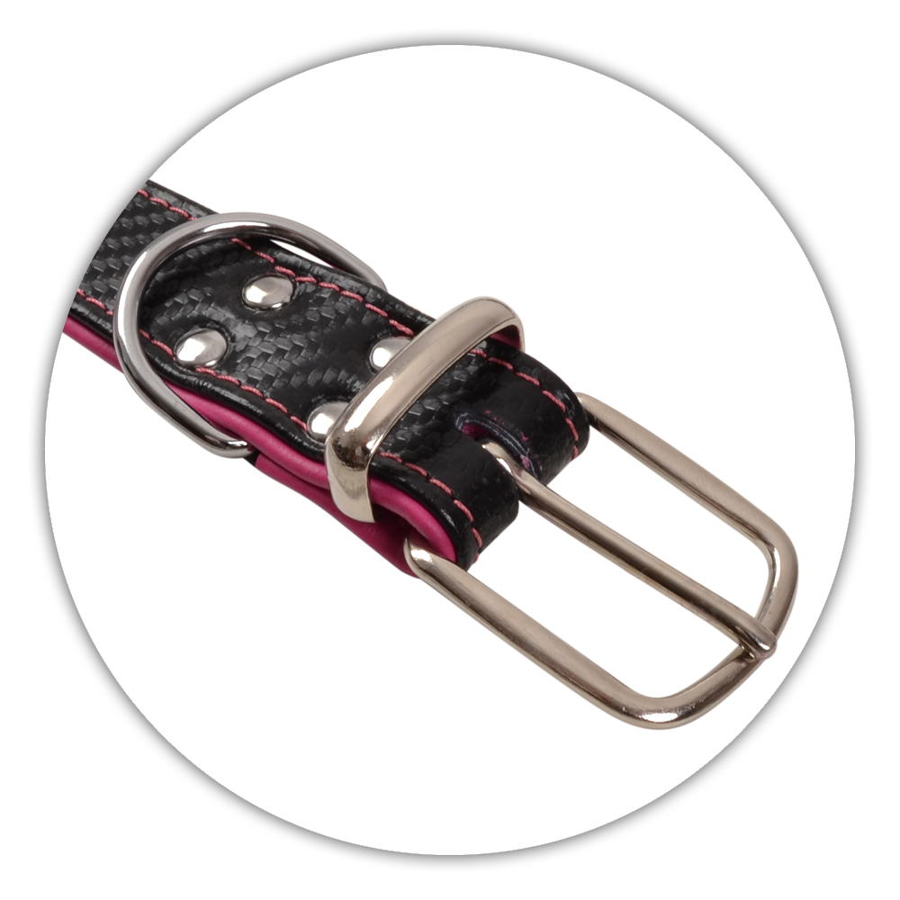 BF Kožený obojek CARBON fuchsiový Velikost: 36 až 45 cm / 26 mm