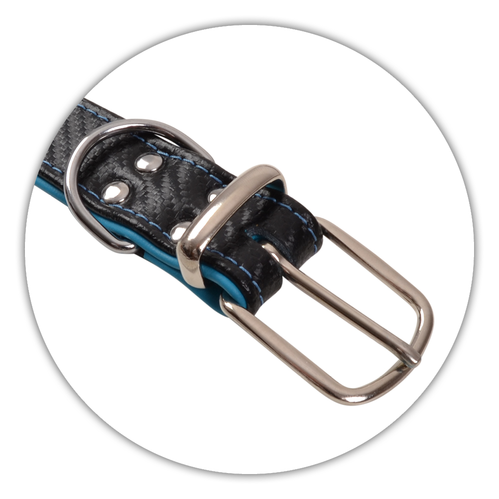 BF Kožený obojek CARBON tyrkysový Velikost: 50 až 59 cm / 32 mm