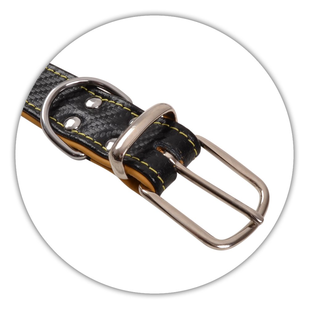 BF Kožený obojek CARBON žlutý Velikost: 50 až 59 cm / 32 mm