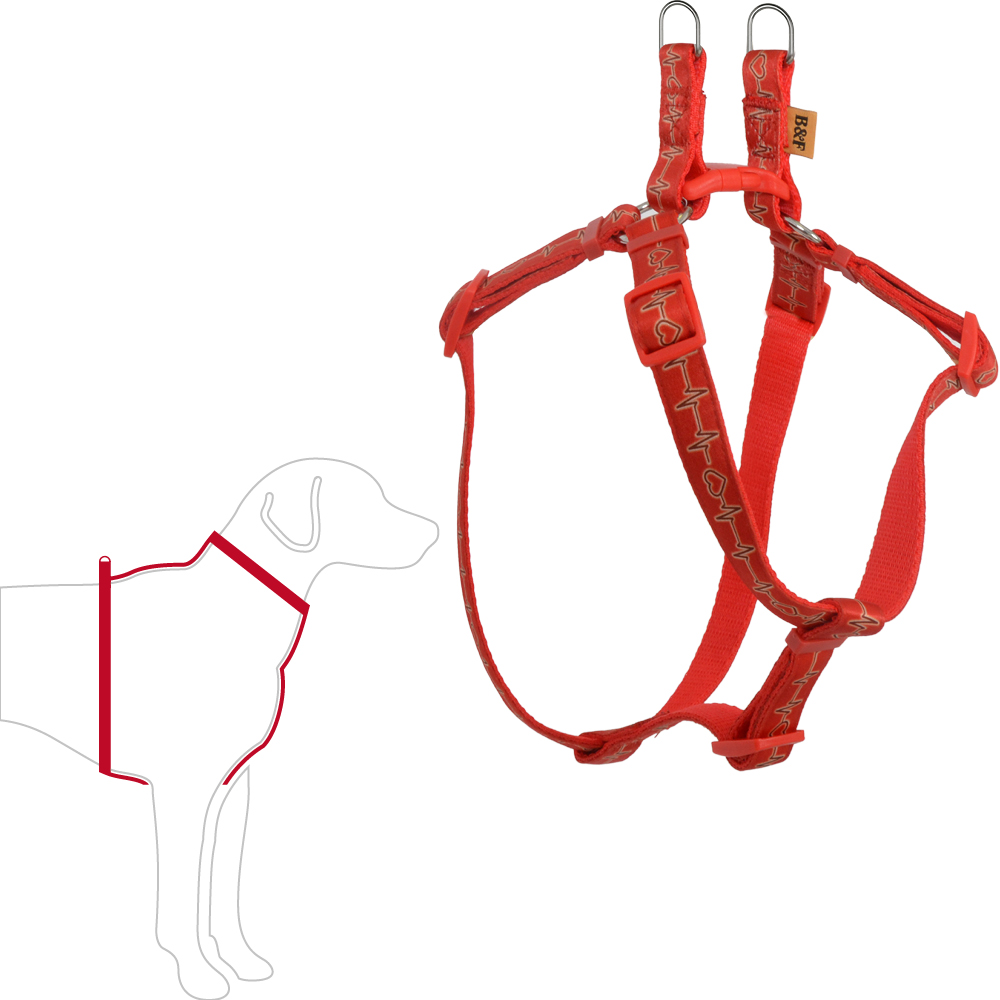 BF Kšíry - Popruhové EKG červené Velikost: 20 mm / OH: 44-72 cm