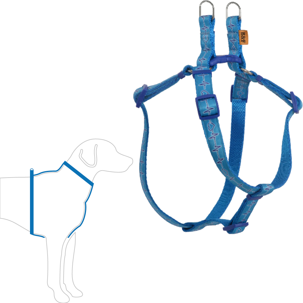 BF Kšíry - Popruhové EKG modré Velikost: 10 mm / OH: 26-38 cm