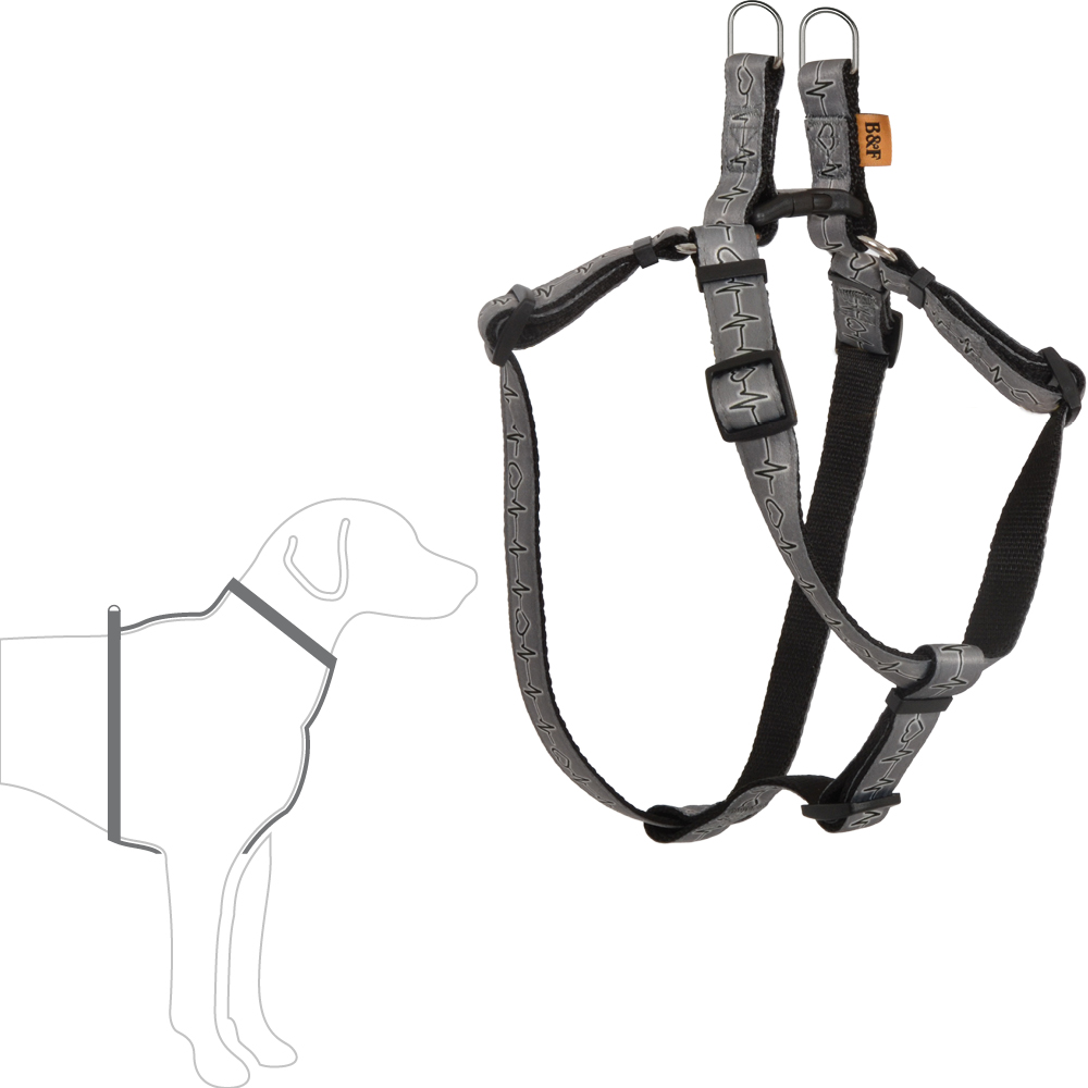 BF Kšíry - Popruhové EKG šedé Velikost: 20 mm / OH: 44-72 cm