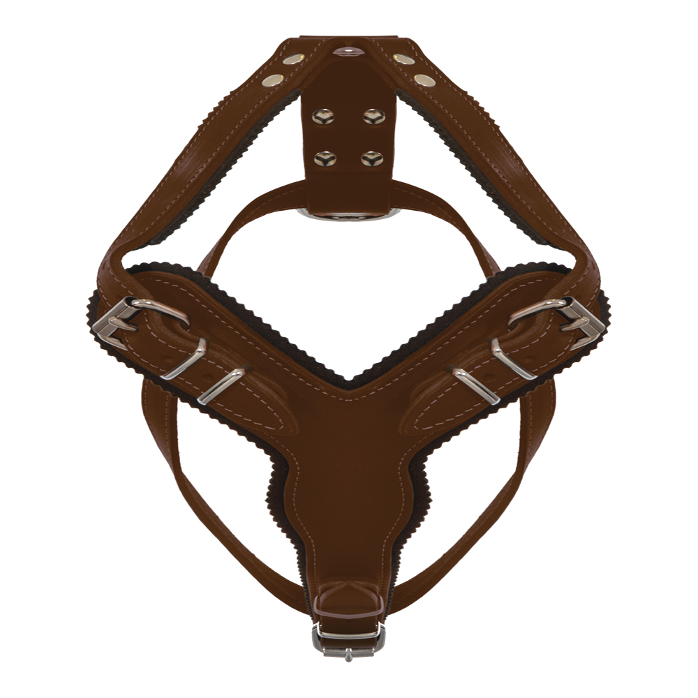 BF Postroj pro psy - kožený - robustní - hnědý Velikost: OK: 60-80 cm, OH: 81-95 cm