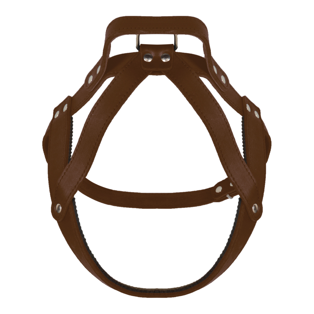 BF Postroj pro psy - kožený - s madlem - hnědý Velikost: OH: 66-79 cm