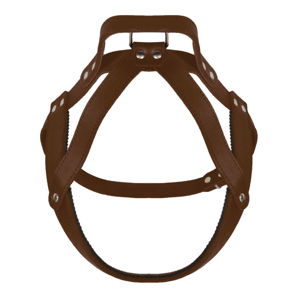 BF Postroj pro psy - kožený - s madlem - hnědý Velikost: OH: 66-79 cm