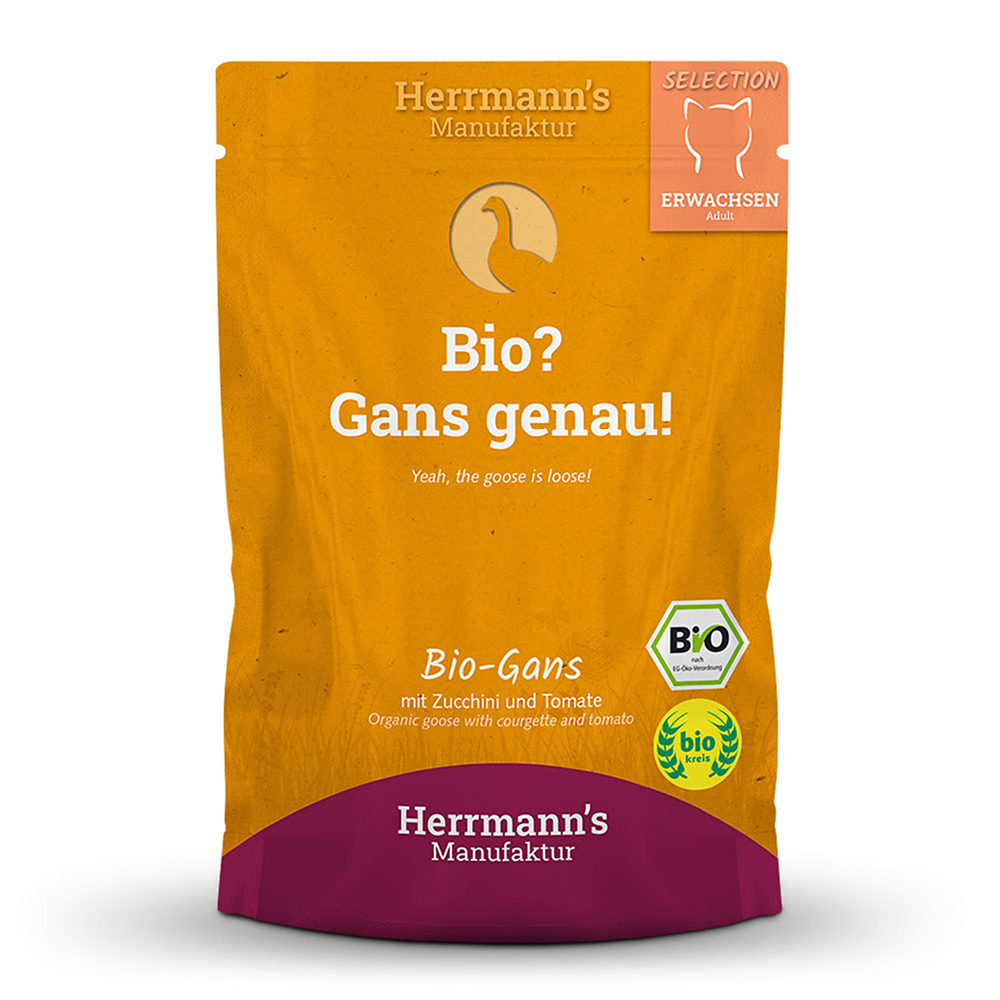 Herrmann's Kapsička pro kočky - Husí maso s cuketou (Bio) - 100 g Váha: 100 g