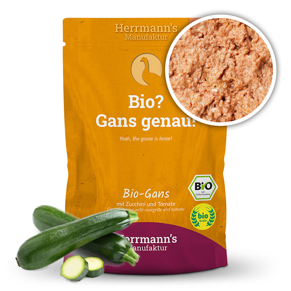 Herrmann's Kapsička pro kočky - Husí maso s cuketou (Bio) - 100 g Váha: 100 g