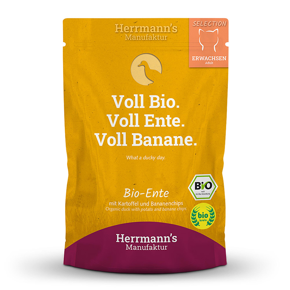 Herrmann's Kapsička pro kočky - Kachní maso s bramborem (Bio) - 100 g Váha: 100 g