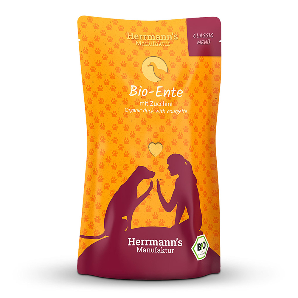 Herrmann's Kapsička pro psy - Kachní maso s cuketou (Bio) - 130 g Váha: 130 g
