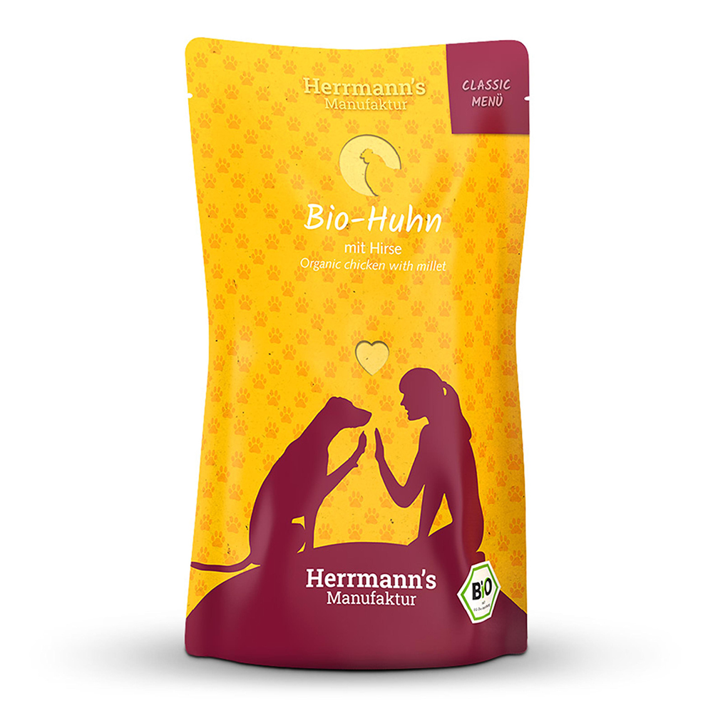 Herrmann's Kapsička pro psy - Kuřecí maso s jáhly a zeleninou (Bio) - 130 g Váha: 130 g