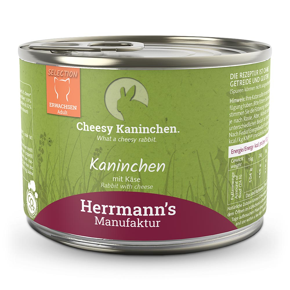 Herrmann's Konzerva pro kočky - Králičí maso se sýrem Váha: 200 g