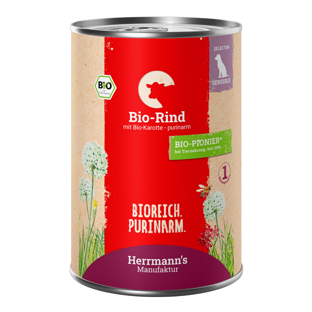 Herrmann's Konzerva pro psy - Hovězí maso s mrkví (Bio) Váha: 400 g