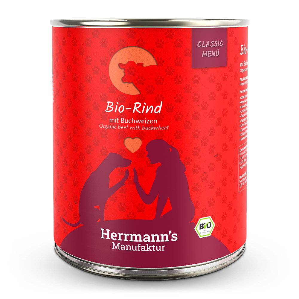 Herrmann's Konzerva pro psy - Hovězí maso s pohankou (Bio) Váha: 800 g