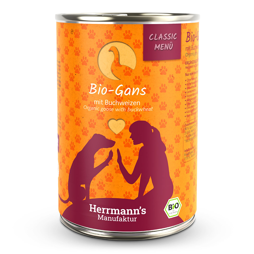 Herrmann's Konzerva pro psy - Husí maso s pohankou (Bio) Váha: 400 g
