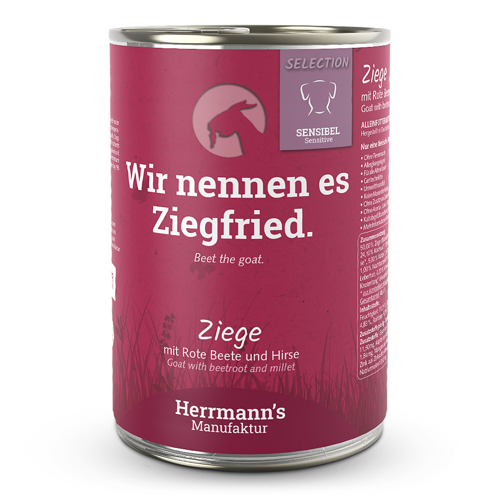 Herrmann's Konzerva pro psy - Kozí maso s červenou řepou a jáhly Váha: 400 g