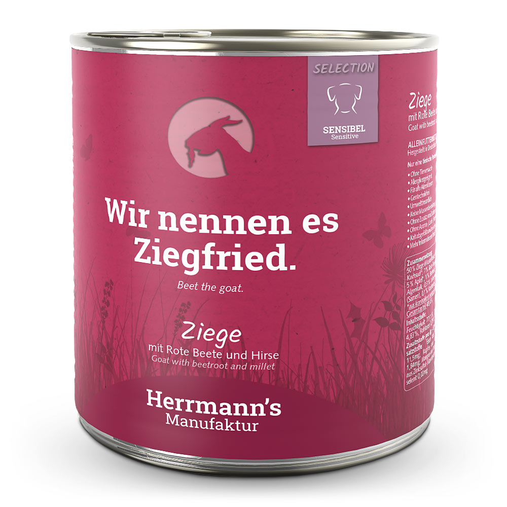Herrmann's Konzerva pro psy - Kozí maso s červenou řepou a jáhly Váha: 800 g