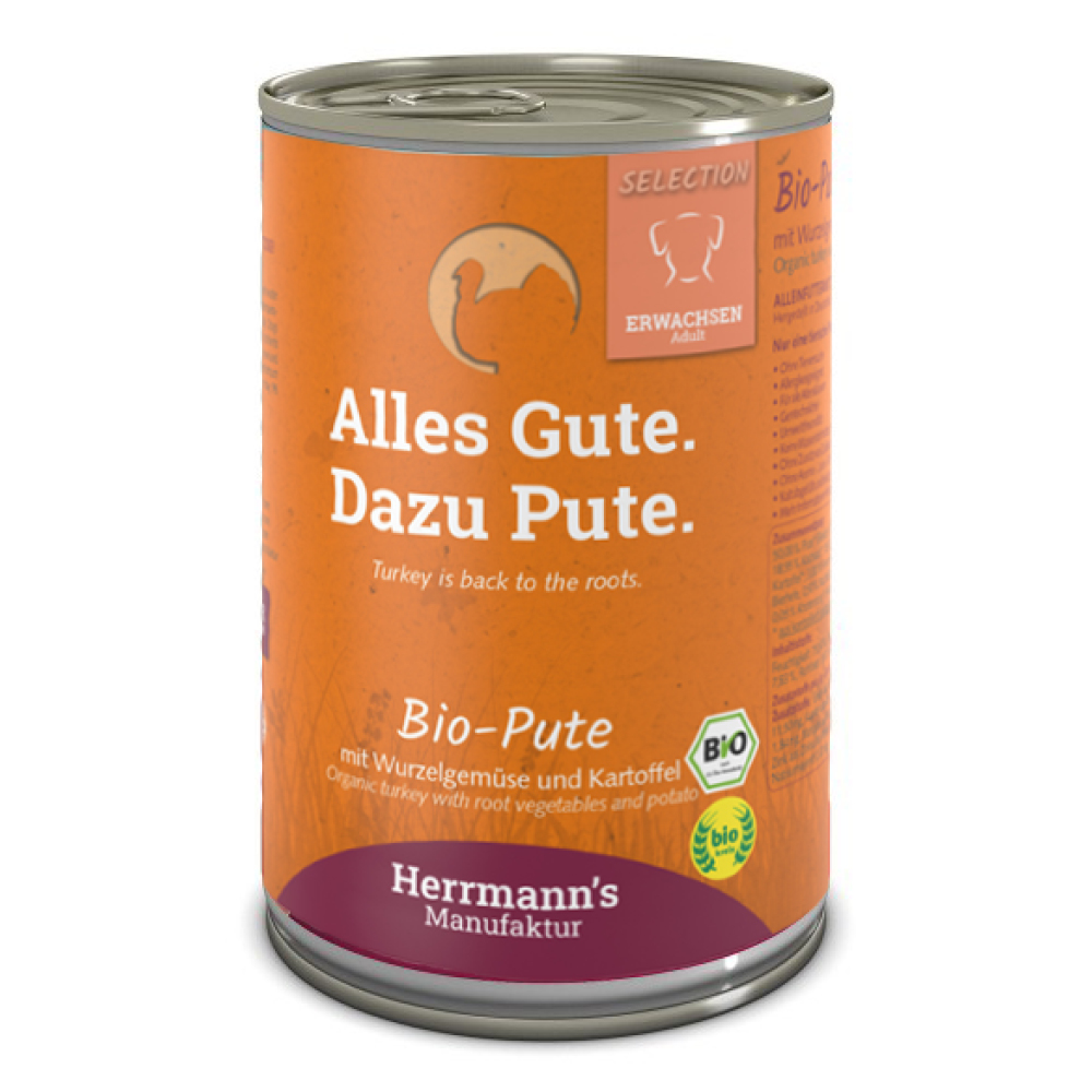 Herrmann's Konzerva pro psy - Krůtí maso s bramborem (Bio) Váha: 400 g