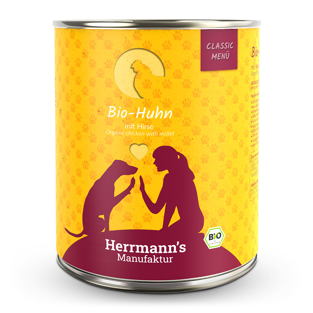 Herrmann's Konzerva pro psy - Kuřecí maso s jáhly (Bio) Váha: 800 g