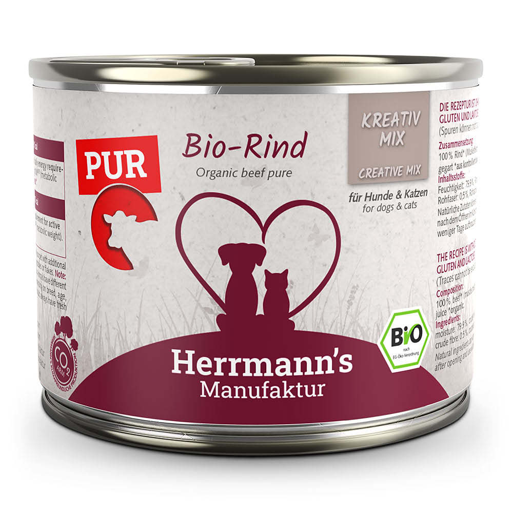 Herrmann's Konzerva pro psy a kočky - Hovězí maso (Bio) Váha: 200 g