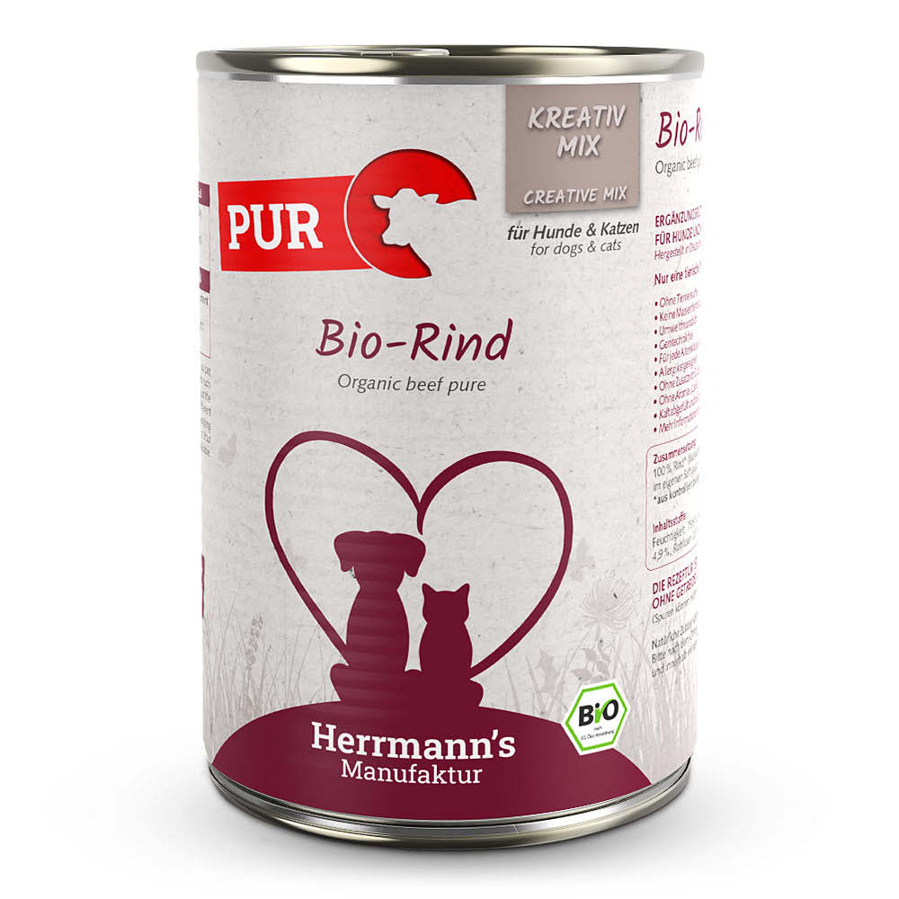 Herrmann's Konzerva pro psy a kočky - Hovězí maso (Bio) Váha: 400 g