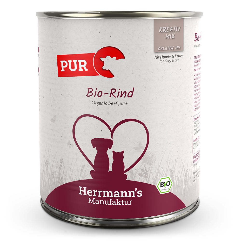 Herrmann's Konzerva pro psy a kočky - Hovězí maso (Bio) Váha: 800 g