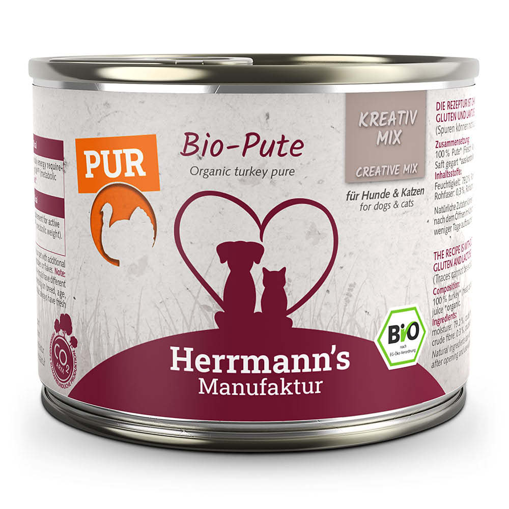 Herrmann's Konzerva pro psy a kočky - Krůtí maso (Bio) Váha: 200 g