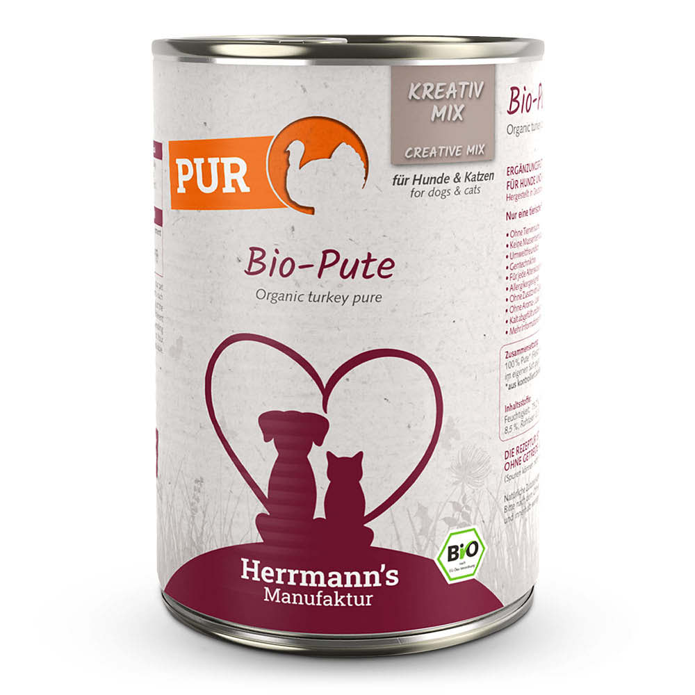 Herrmann's Konzerva pro psy a kočky - Krůtí maso (Bio) Váha: 400 g