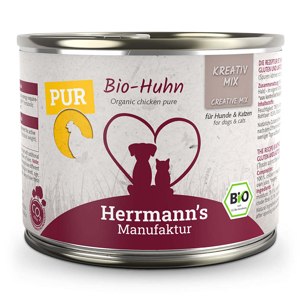 Herrmann's Konzerva pro psy a kočky - Kuřecí maso (Bio) Váha: 200 g