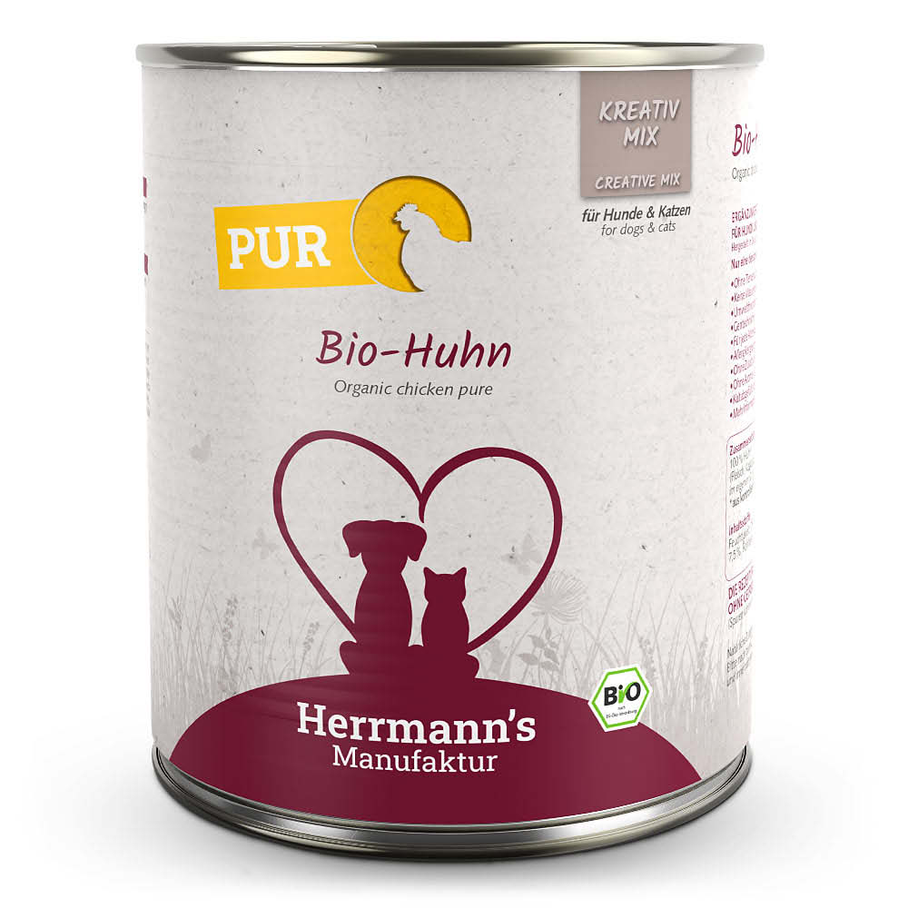Herrmann's Konzerva pro psy a kočky - Kuřecí maso (Bio) Váha: 800 g
