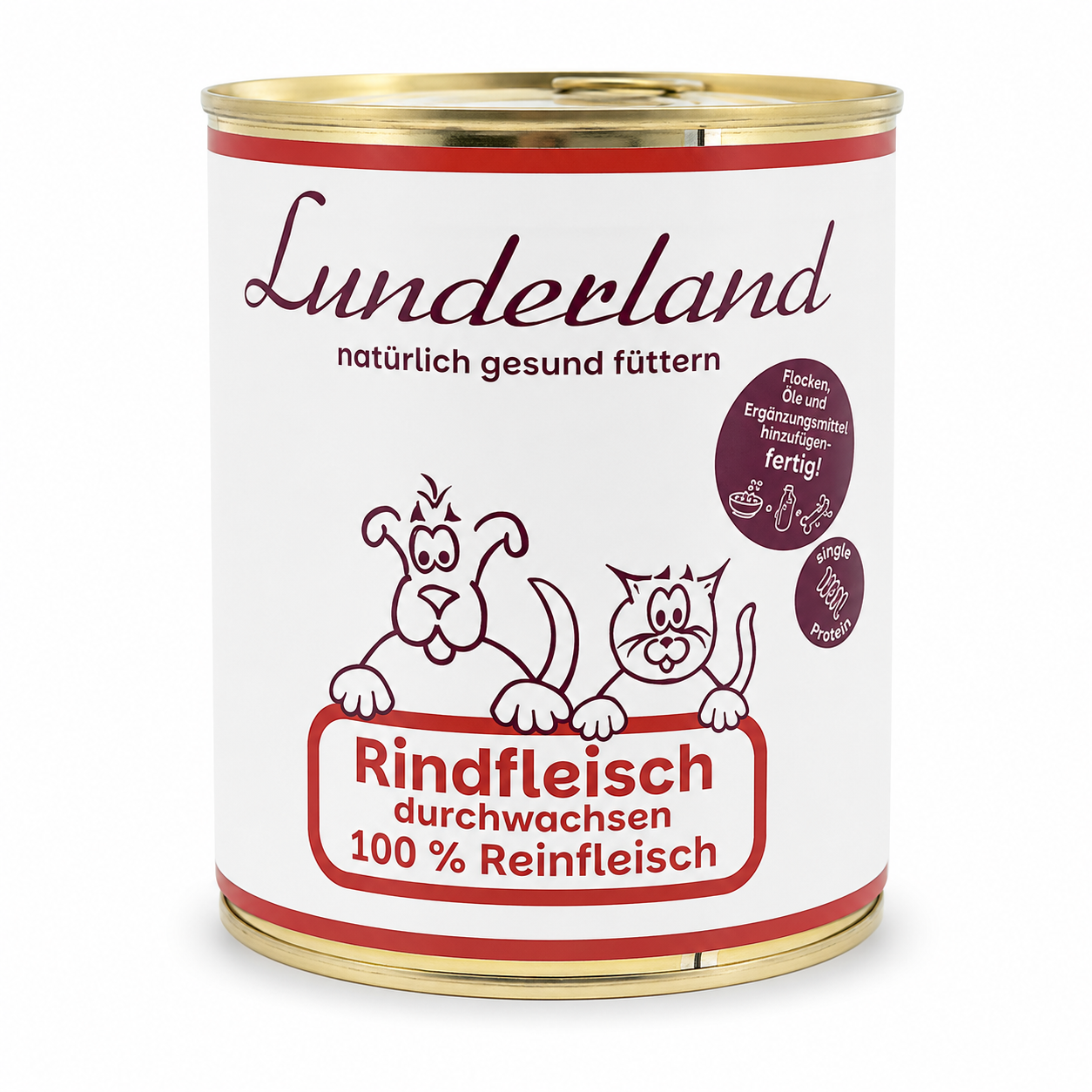Konzerva pro psy a kočky - Hovězí prorostlé - Lunderland Váha: 800 g